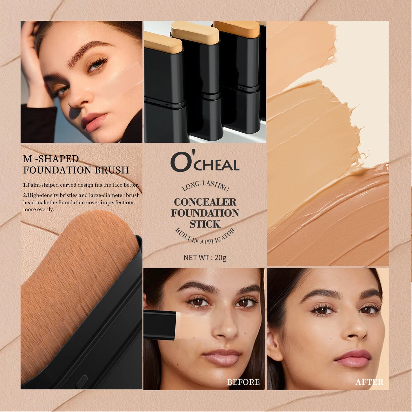 O’Cheal Multi-Use Complexion Stick – Matte Finish & Waterproof Wear – PureBloom™
