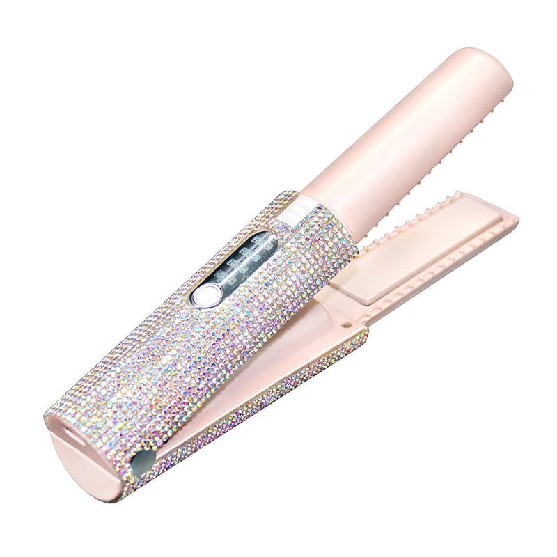 Portable Hair Straightener/Curler – Diamond Finish & 2-in-1 Performance – PureBloom™