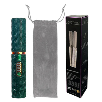 Portable Hair Straightener/Curler – Diamond Finish & 2-in-1 Performance – PureBloom™