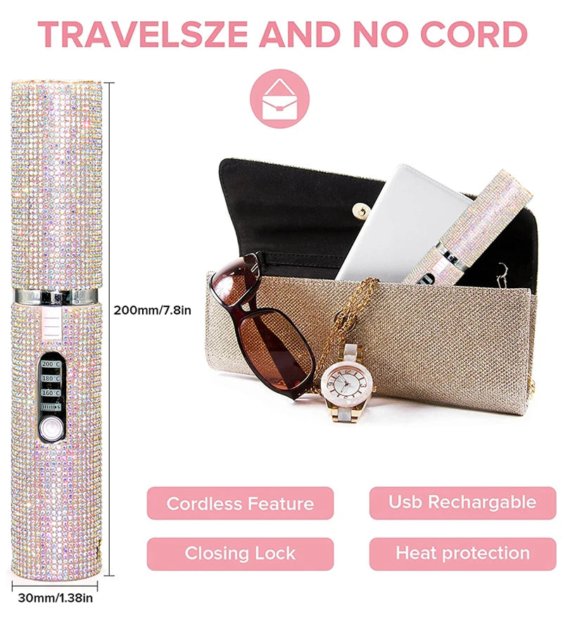 Portable Hair Straightener/Curler – Diamond Finish & 2-in-1 Performance – PureBloom™