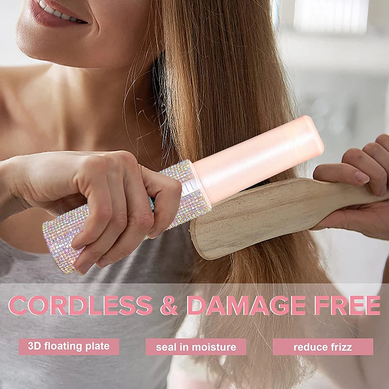 Portable Hair Straightener/Curler – Diamond Finish & 2-in-1 Performance – PureBloom™