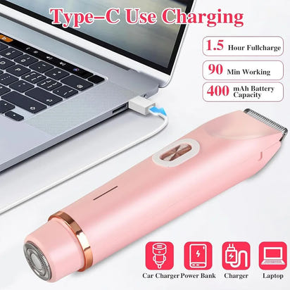 2-in-1 Electric Epilator – Painless Shaver for Body, Face & Bikini – PureBloom™