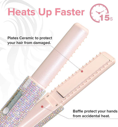 Portable Hair Straightener/Curler – Diamond Finish & 2-in-1 Performance – PureBloom™