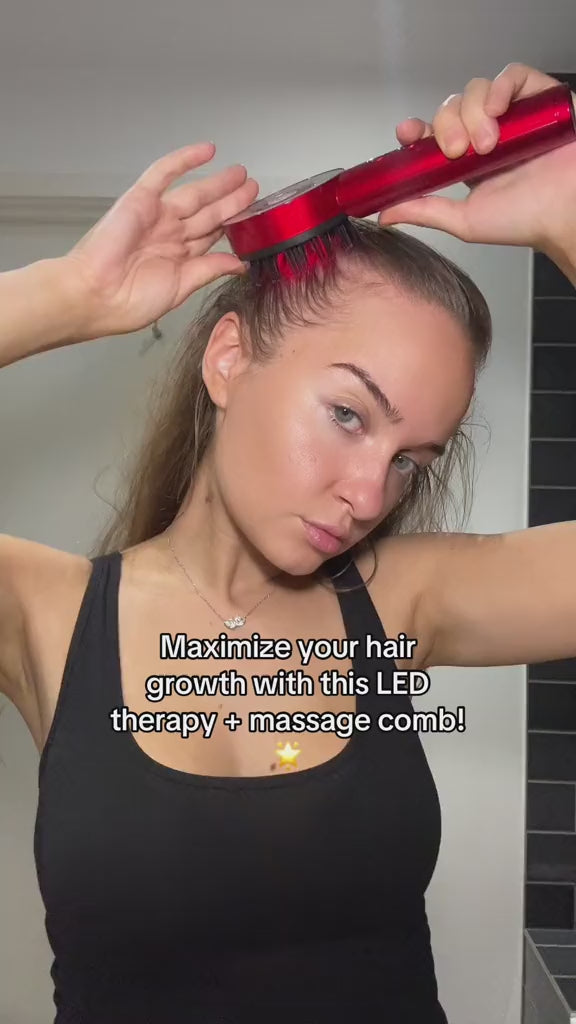 Peigne de Massage Infrarouge 630 nm – Stimule la Croissance & Apaise le Cuir Chevelu – PureBloom™ video
